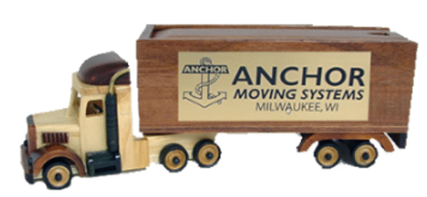 WOOD SEMI -TRUCK with SLIDE OFF TOP LID